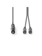 Nedis COTH22200GY15 félprofi audio kábel, 3,5mm sztero jack dugó - 2 x RCA dugó, 1.5m, rugalmas