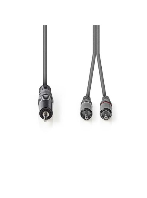 Nedis COTH22200GY15 félprofi audio kábel, 3,5mm sztero jack dugó - 2 x RCA dugó, 1.5m, rugalmas