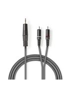 Nedis COTH22200GY30 félprofi audio kábel, 3,5mm sztero jack dugó - 2 x RCA dugó, 3m, rugalmas