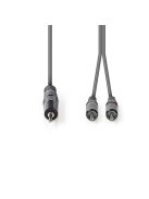 Nedis COTH22200GY30 félprofi audio kábel, 3,5mm sztero jack dugó - 2 x RCA dugó, 3m, rugalmas