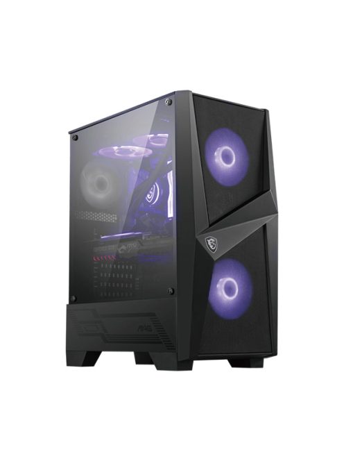 MSI Ház Midi ATX FORGE 100M, 2xARGB ventilátor, Tápegység nélkül, üvegfalú, fekete