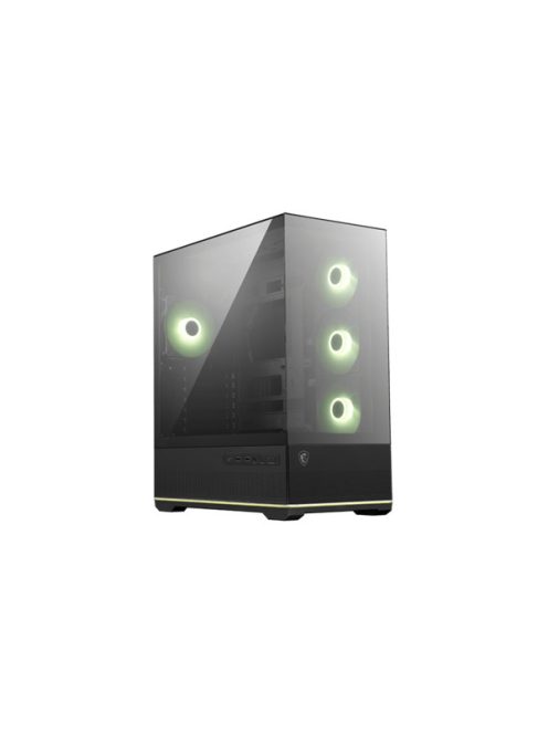 MSI Ház Micro ATX PANO 110R PZ, 4xARGB ventilátor, Tápegység nélkül, üvegfalú, fekete