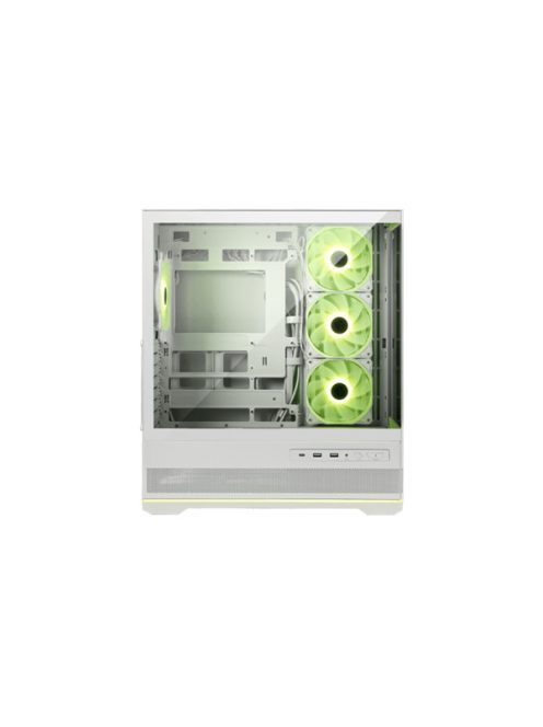 MSI Ház Micro ATX PANO 110R PZ, 4xARGB ventilátor, Tápegység nélkül, üvegfalú, fehér