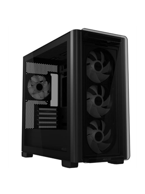 ASUS Ház A23 Plus, Tápegység nélkül, Fekete, Üvegfalú