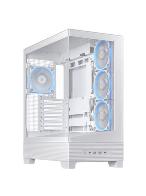 ASUS Ház A31 Plus, Tápegység nélkül, Fehér, Üvegfalú