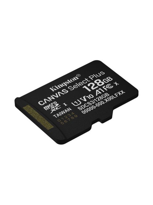 KINGSTON Memóriakártya MicroSDXC 128GB Canvas Select Plus Gen3 150R A1 Adaprer nélkül