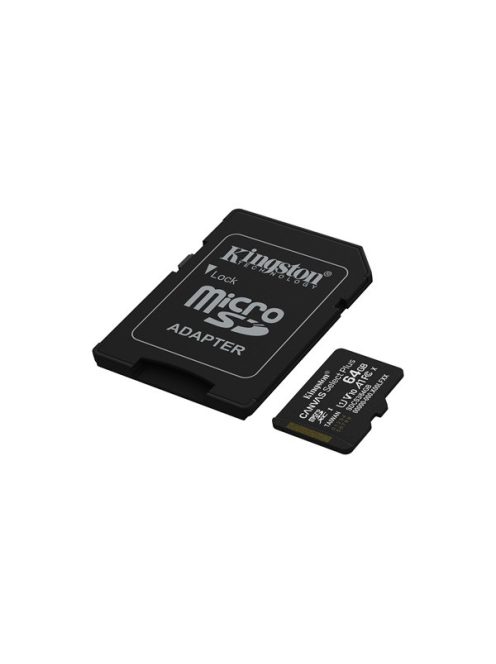 KINGSTON Memóriakártya MicroSDXC 64GB Canvas Select Plus Gen3 100R A1 + Adaprer