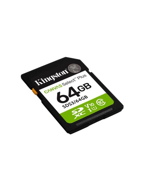KINGSTON Memóriakártya SDXC 64GB Canvas Select Plus Gen3 100R C10 UHS-I U1 V10