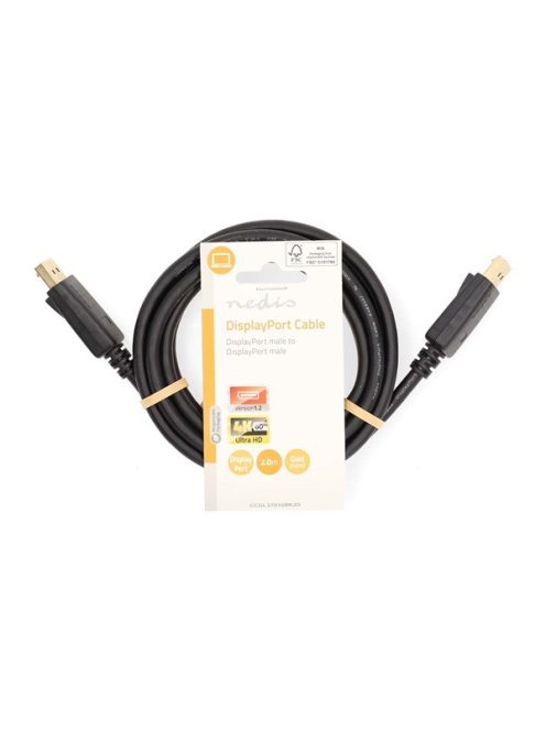 Nedis CCGL37010BK20 Displayport kábel 4K@60Hz, aranyozott csatlakozók, 2m