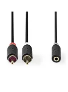 Nedis CABW22255AT02 sztereo audió kábel 2x RCA dugó - 3,5mm sztereo jack aljzat,  Aranyozott,  0,20m