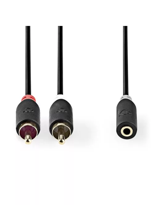 Nedis CABW22255AT02 sztereo audió kábel 2x RCA dugó - 3,5mm sztereo jack aljzat,  Aranyozott,  0,20m